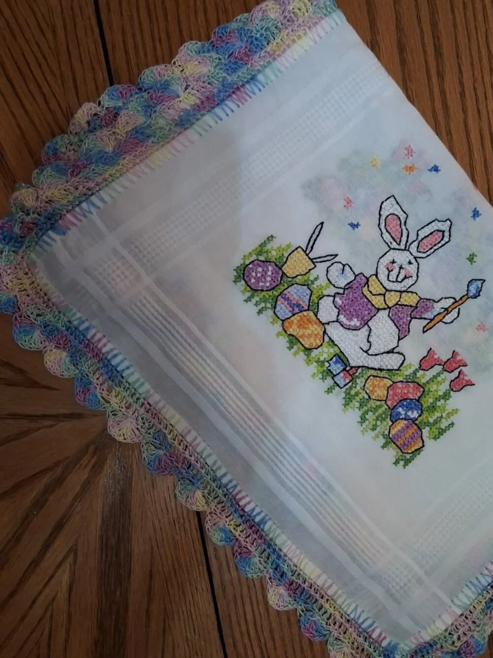 Embroidered Easter Bunny Table Runner